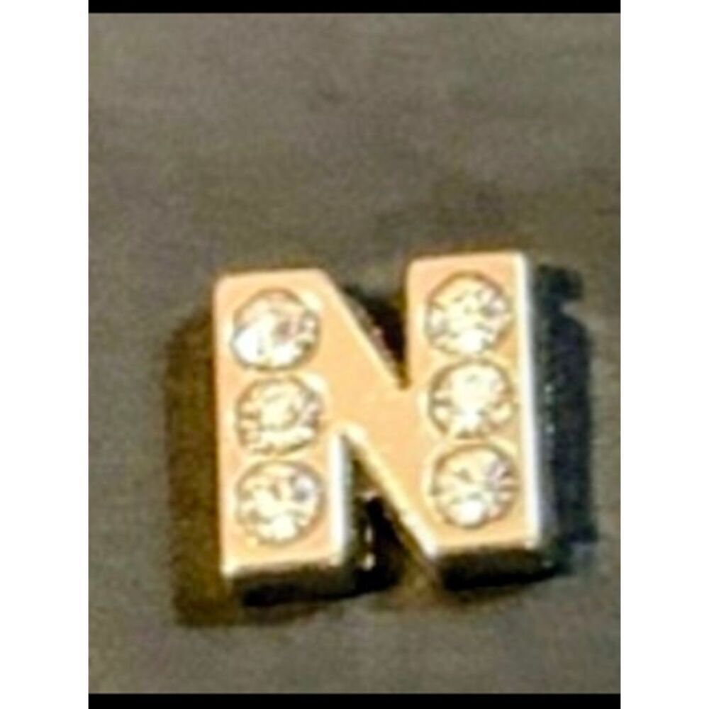 Letter N Charm With Rhinestones For Floating Lockets